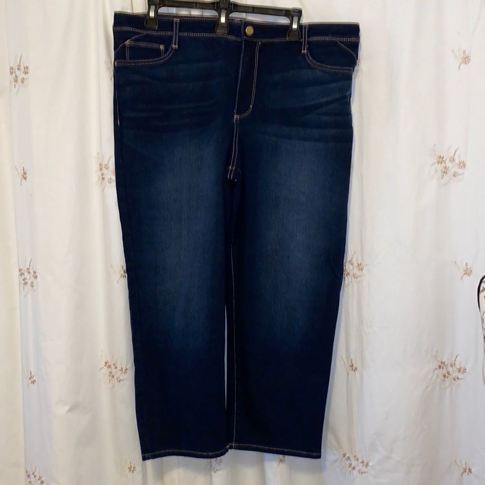 Dark wash denim jeans, boot cut